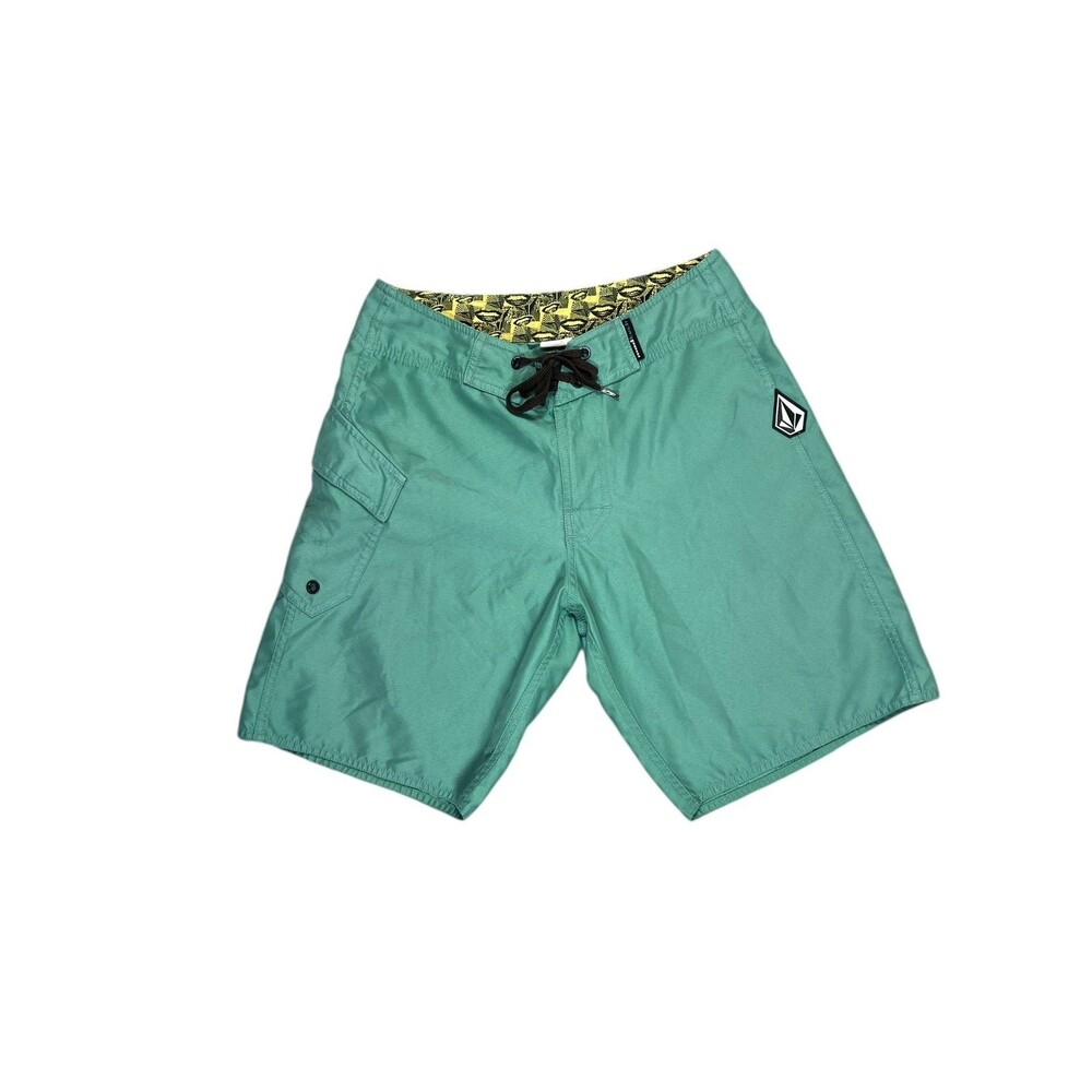 Volcom Green Board Shorts Mens 29 Surf Swim Trunks Lace Up
